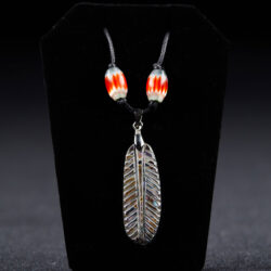 Silver Abalone Feather Necklace